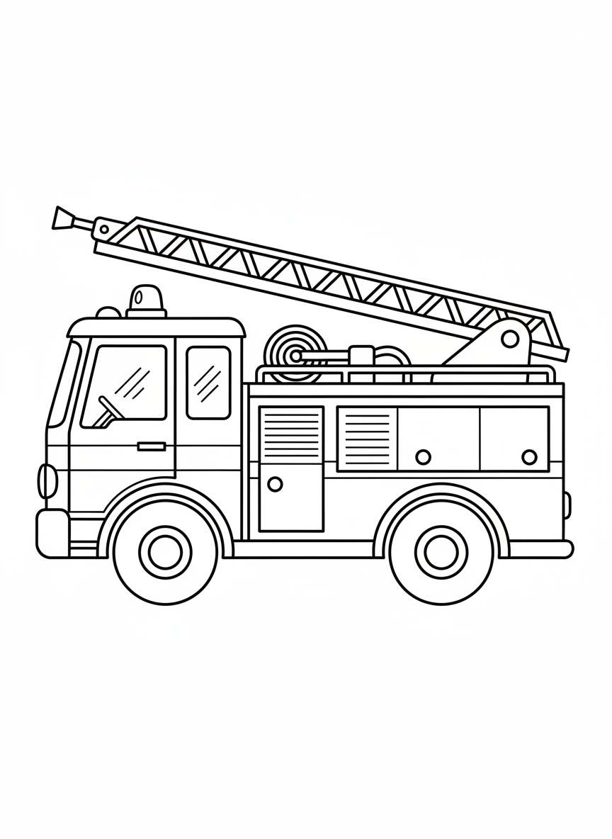 Brave Orange Fire Truck Coloring Page