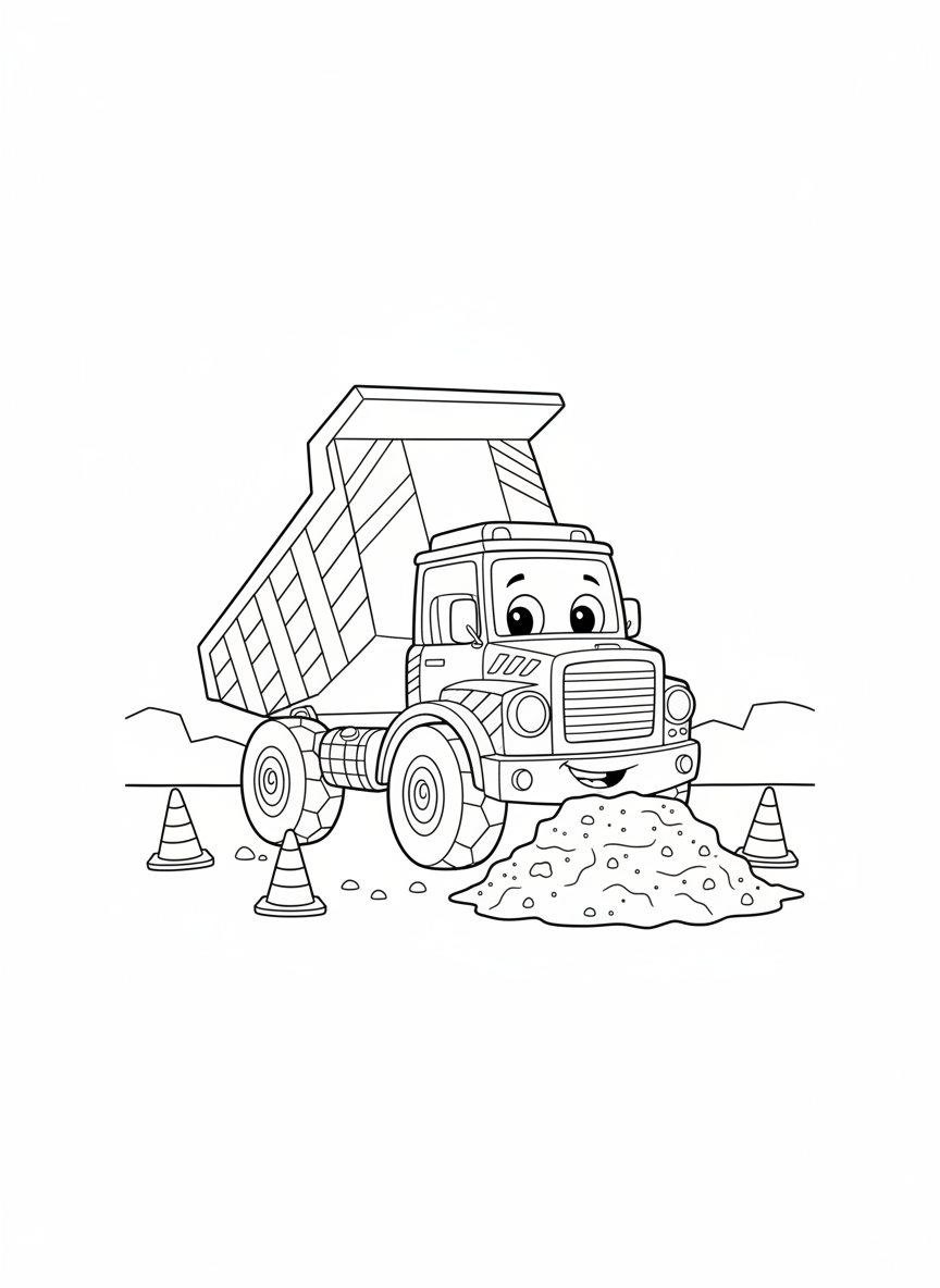 快樂傾卸卡車著色頁