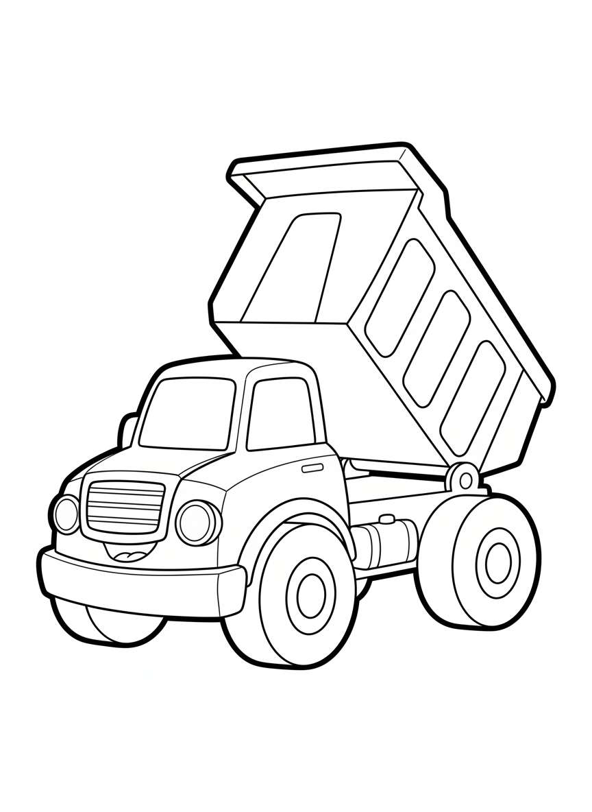 適合3-5歲兒童的快樂卡通玩具卡車著色頁