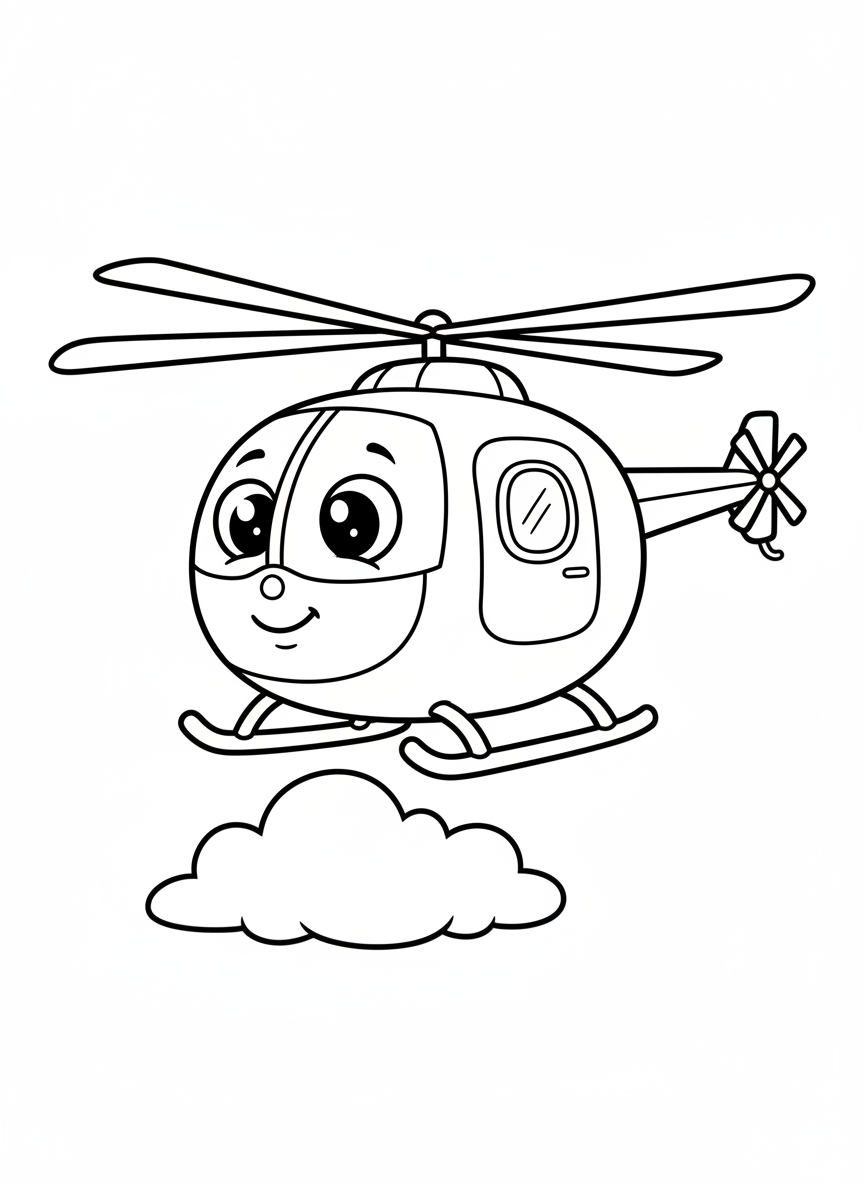 Chubby Helicopter Adventure Coloring Page