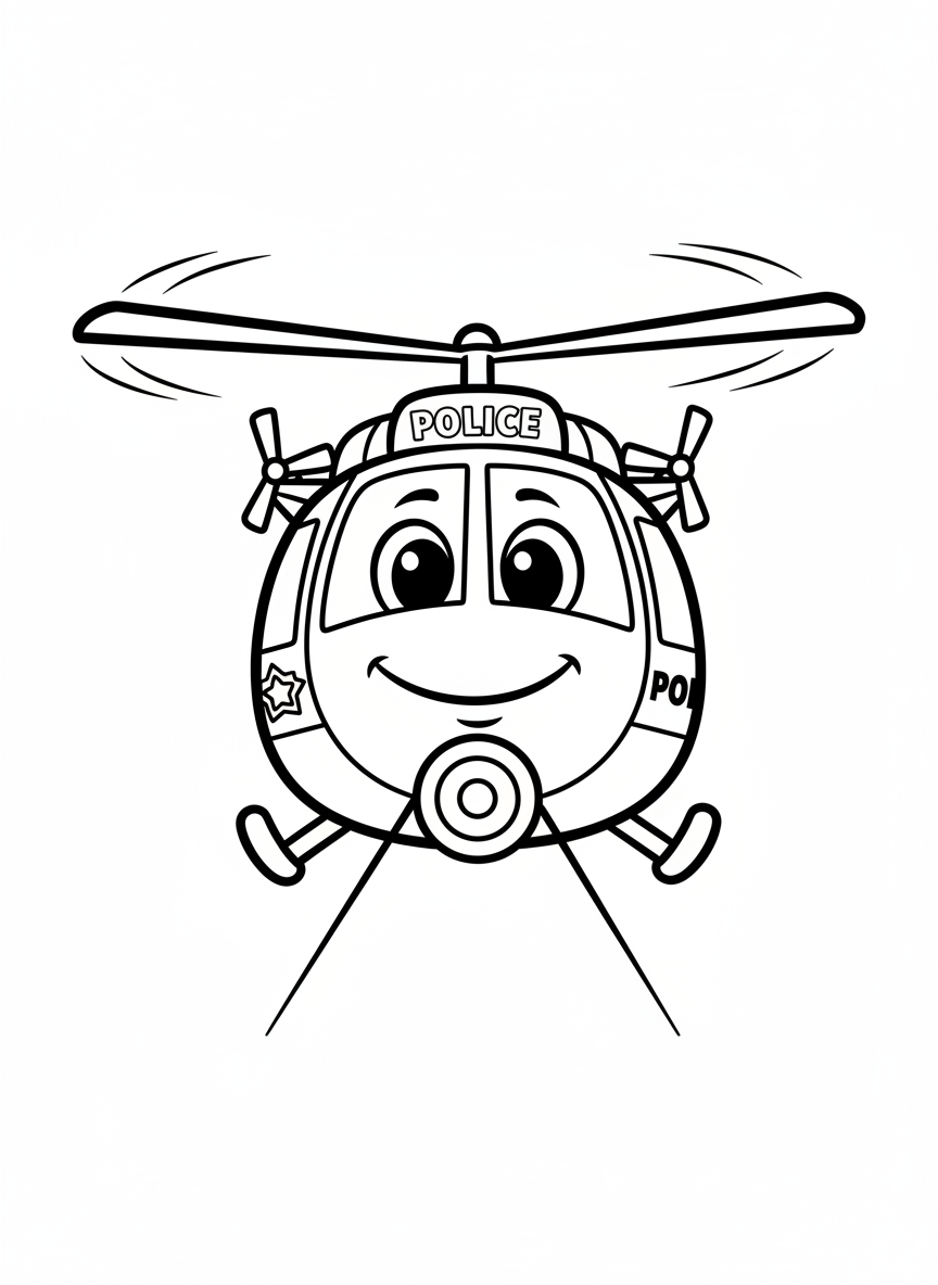 Chunky Police Helicopter Coloring Page for Kids
