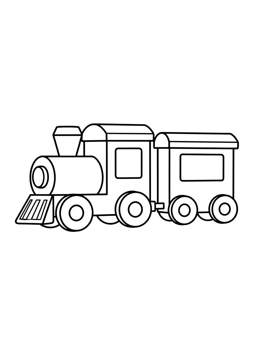 Chunky Toy Train Fun Coloring Page