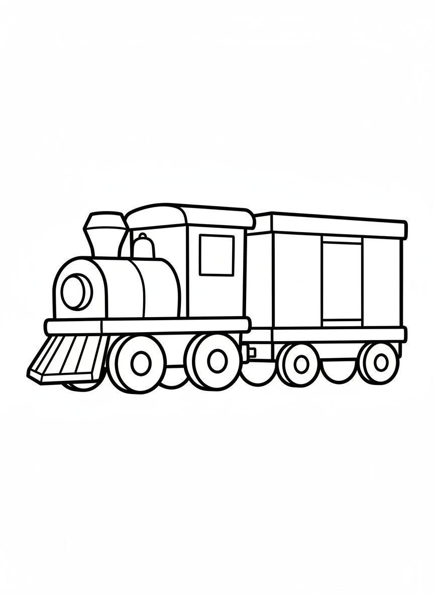 Chunky Train Engine & Boxcar Coloring Page