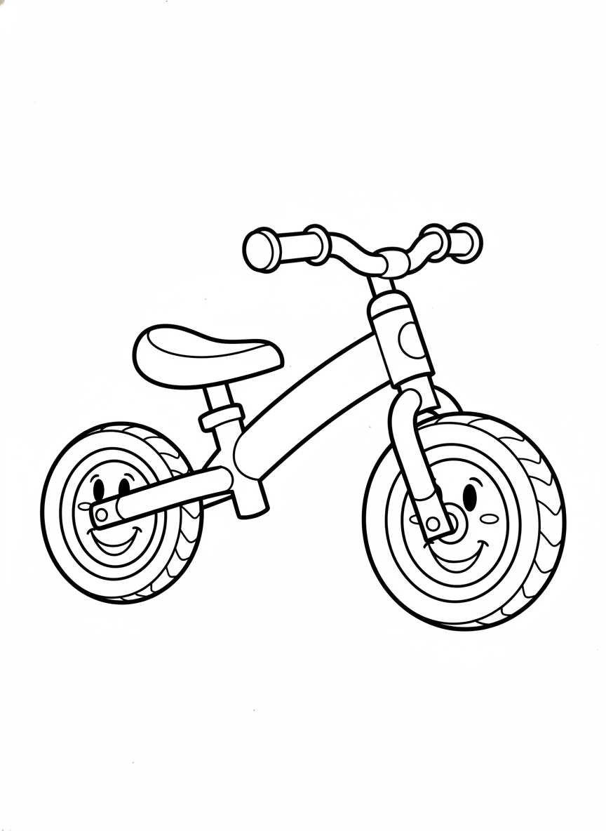 Cute Balance Bike Coloring Page for Kids