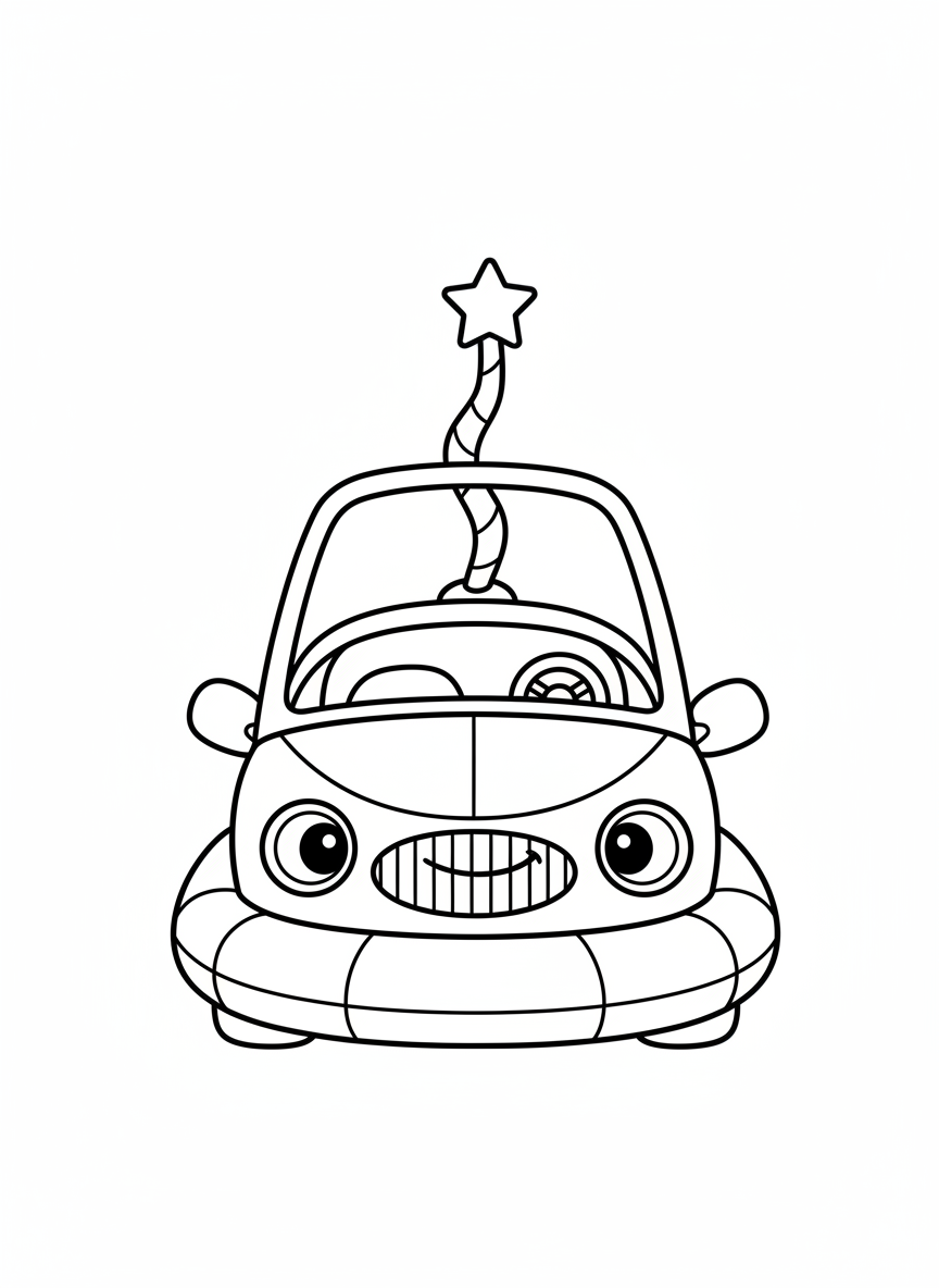 Cute Bumper Car Coloring Page for Kids