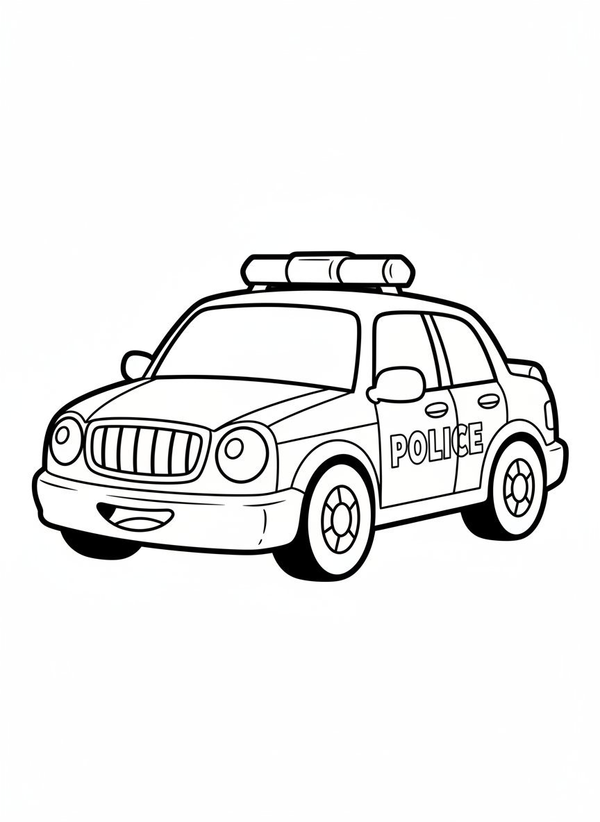 兒童可愛卡通警車著色頁