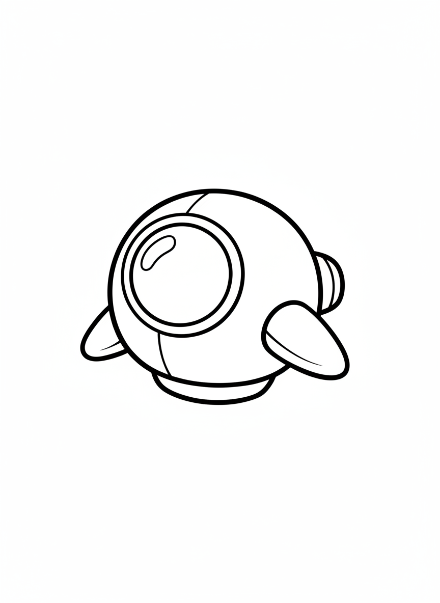 Cute Cartoon Spaceship Coloring Page for Kids