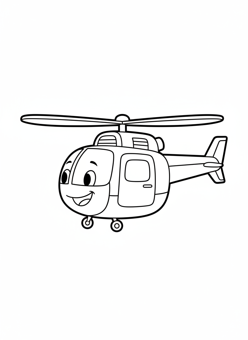 Cute Fire Helicopter Coloring Page for Kids