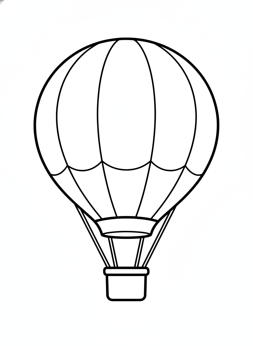 Cute Hot Air Balloon Coloring Page for Kids