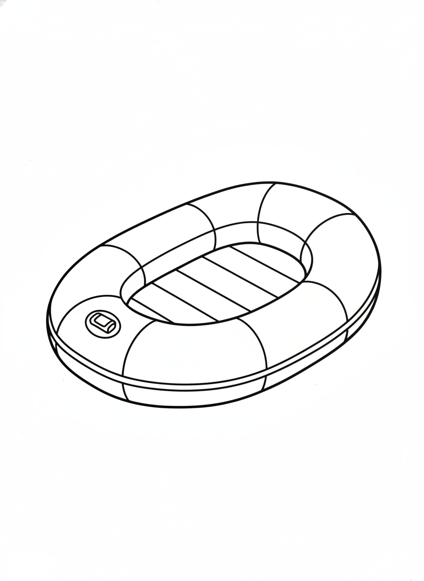Cute Inflatable Raft Coloring Page for Kids