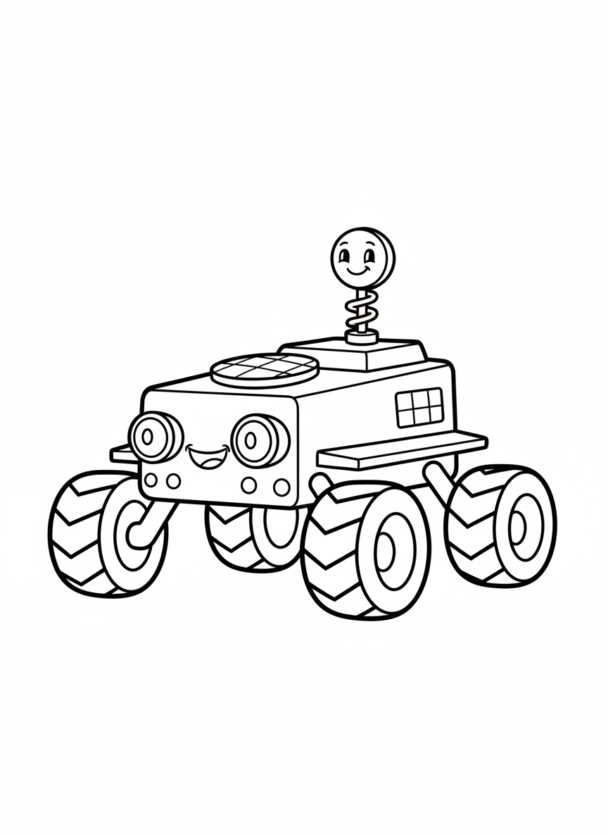 Cute Martian Rover Coloring Page for Kids