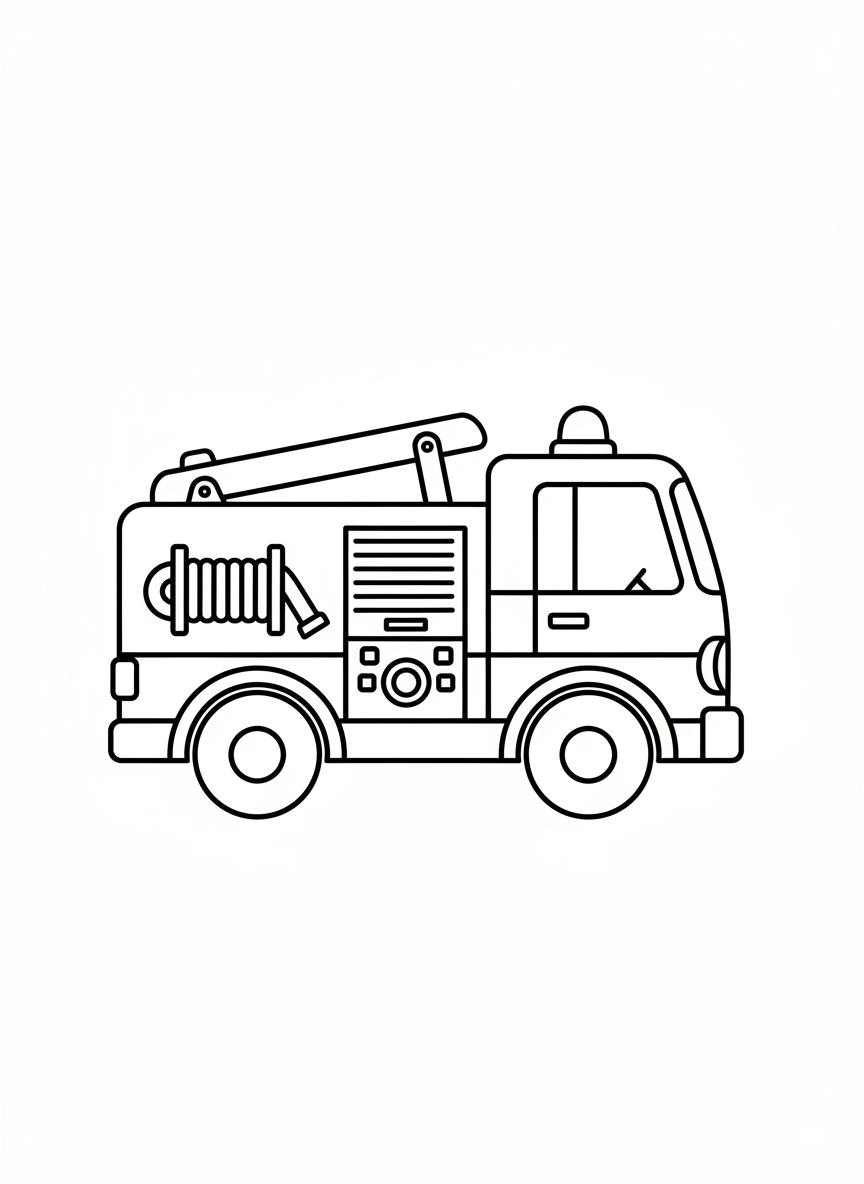 可愛迷你消防車兒童著色頁