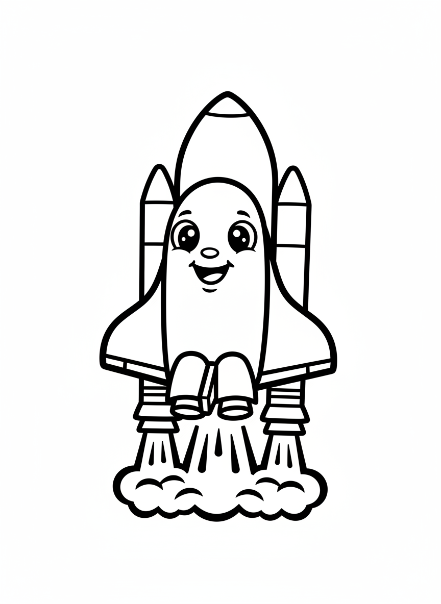 Cute Space Shuttle for Kids: Easy Space Adventure Coloring