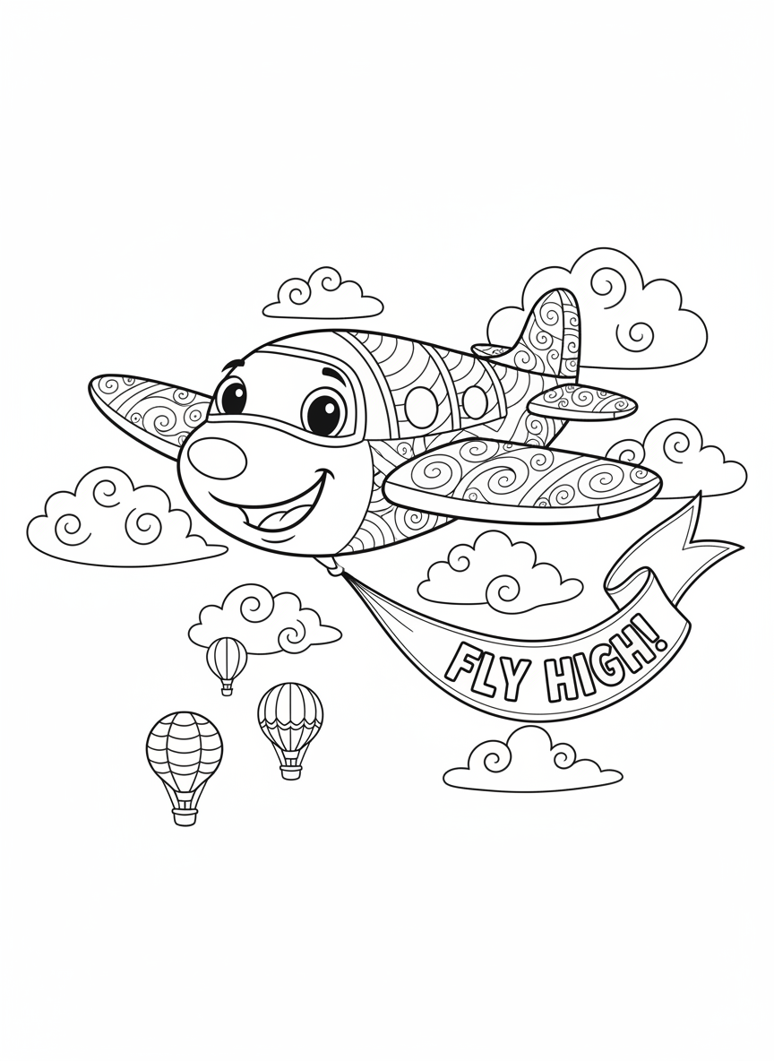 Friendly Airplane Coloring Page for Kids