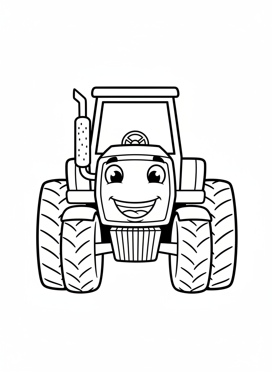 Friendly Cartoon Tractor Coloring Page