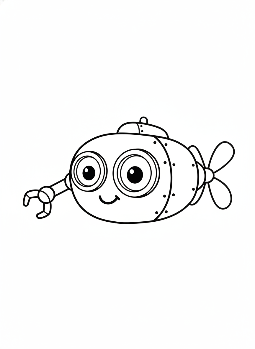Friendly Deep-Sea Submersible Coloring Page for Kids