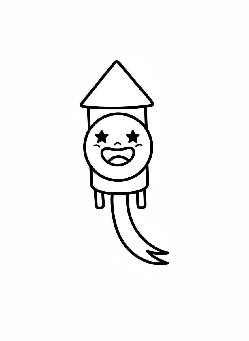 Friendly Firework Rocket Coloring Page
