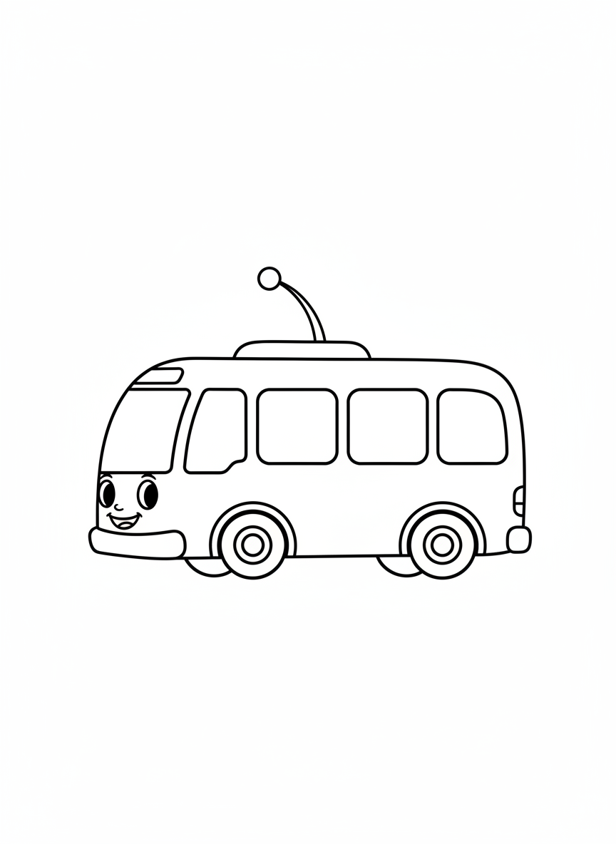 Friendly Futuristic Bus Coloring Page for Kids