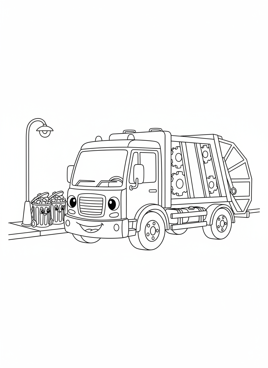 友善垃圾車著色頁