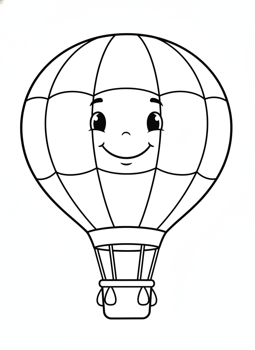 Friendly Hot Air Balloon Coloring Page for Kids
