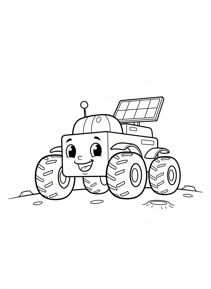 Friendly Lunar Rover Coloring Page for Kids