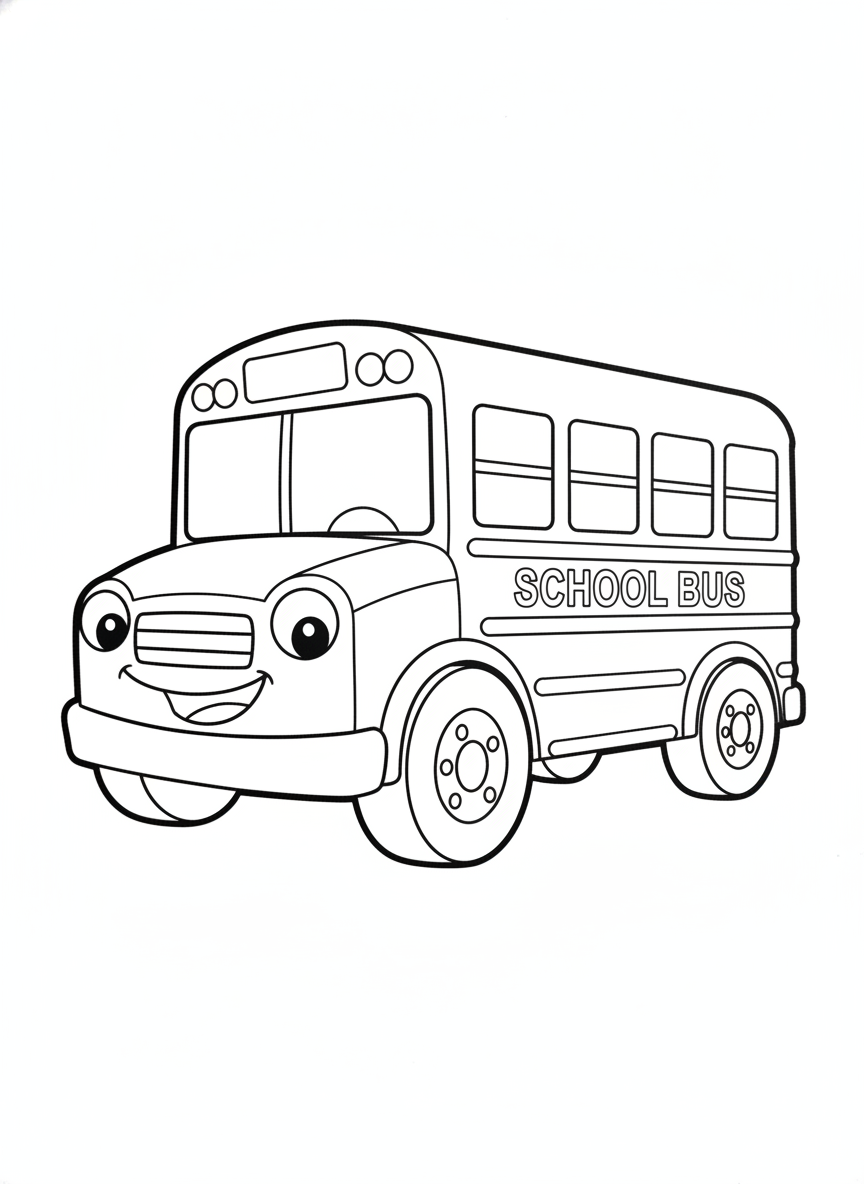 Friendly School Bus Coloring Page for Kids