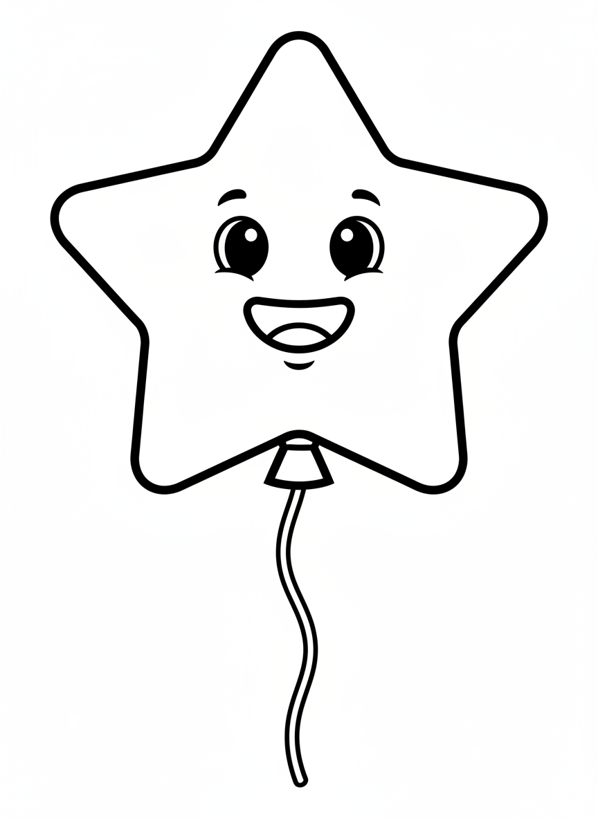 Friendly Star Balloon Coloring Page for Kids