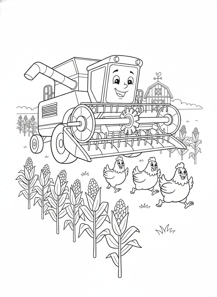 Fun Farm Chase Coloring Page for Kids