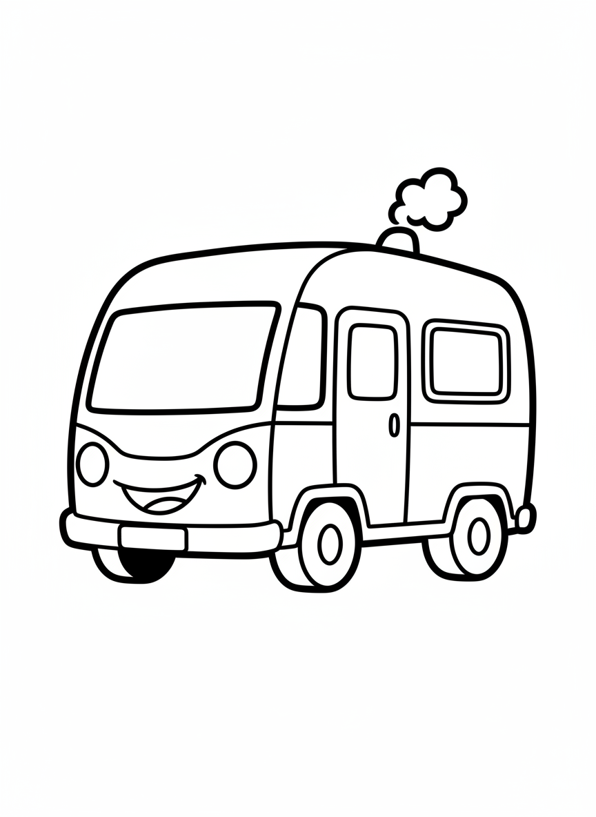 Happy Camper Van Coloring Page for Kids