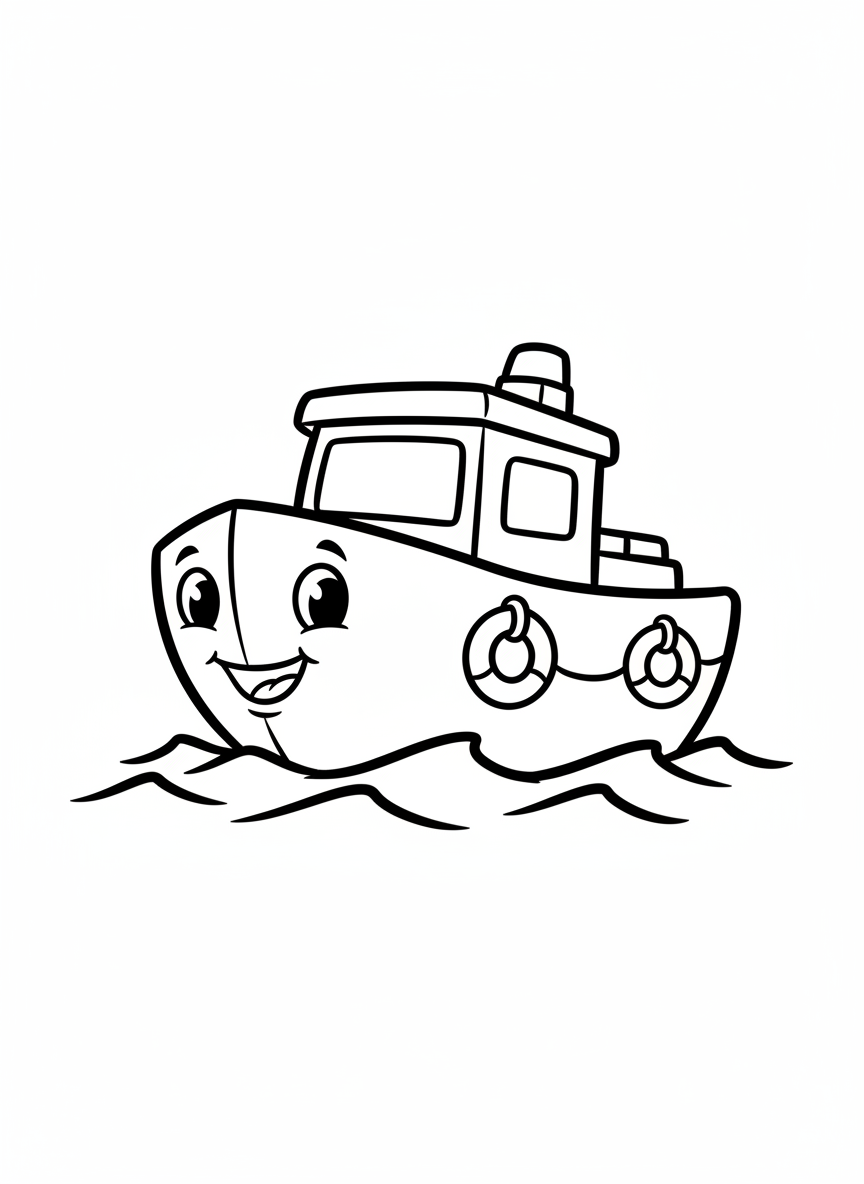 Happy Lifeboat Ocean Adventure Coloring Page