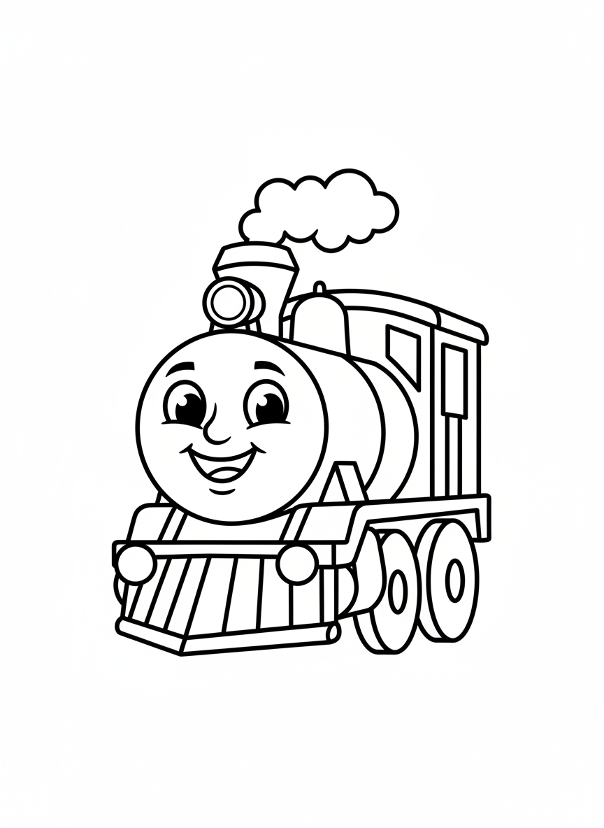 Happy Steam Train Coloring Page for Kids