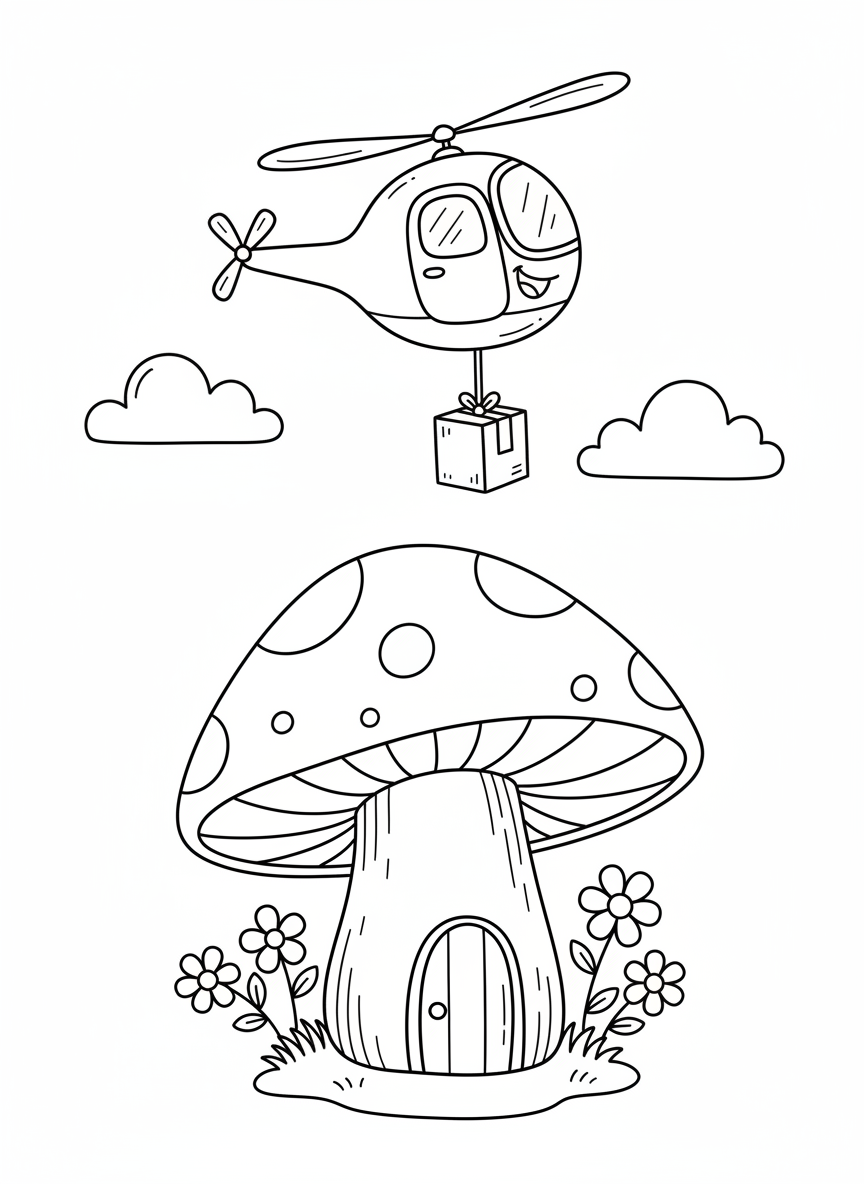 Helicopter Delivery to Mushroom House