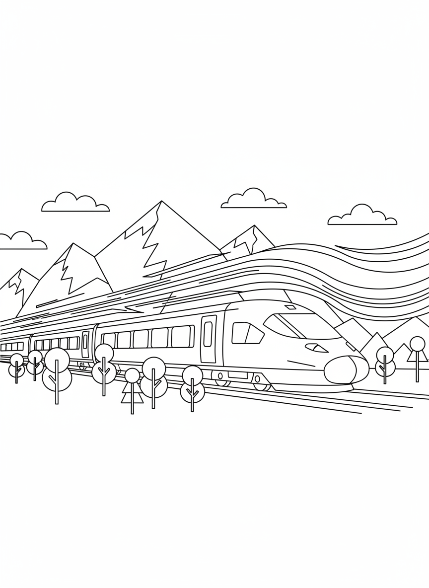 High-Speed Train Adventure Coloring Page