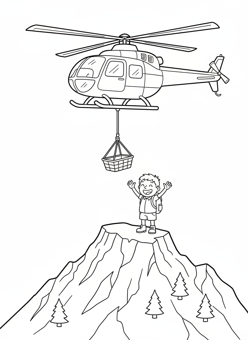 Rescue Helicopter Adventure Coloring Page