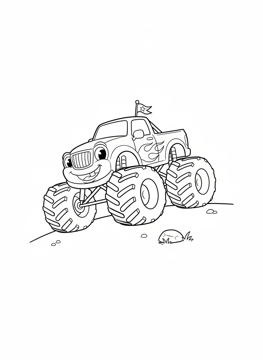 咆哮趣萌怪獸卡車著色頁