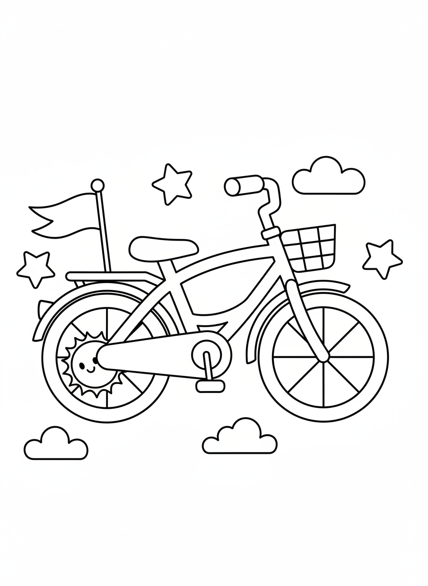 Simple & Cute Bicycle Coloring Page for Kids