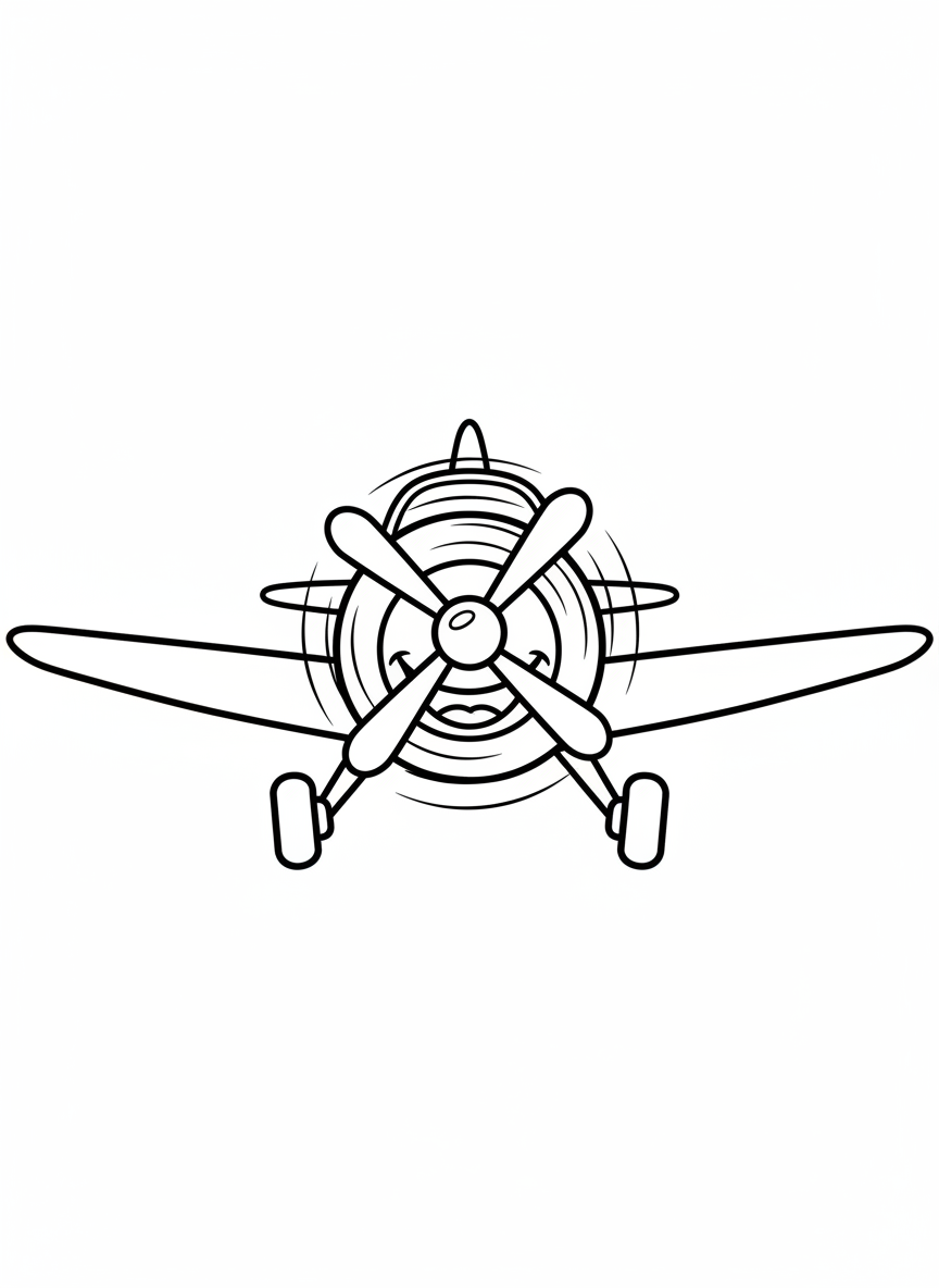 Smiling Propeller Airplane Coloring Page