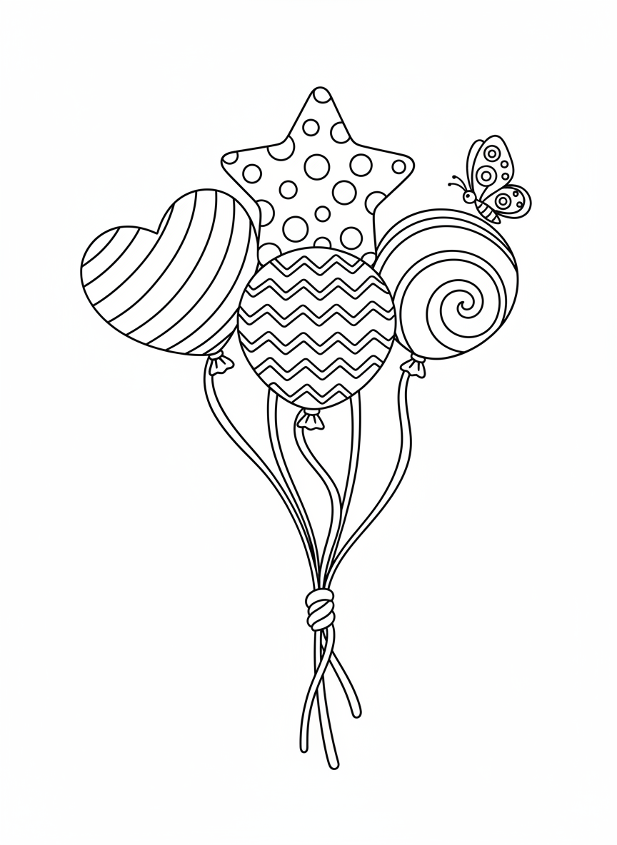 Whimsical Balloon Flower with Butterfly