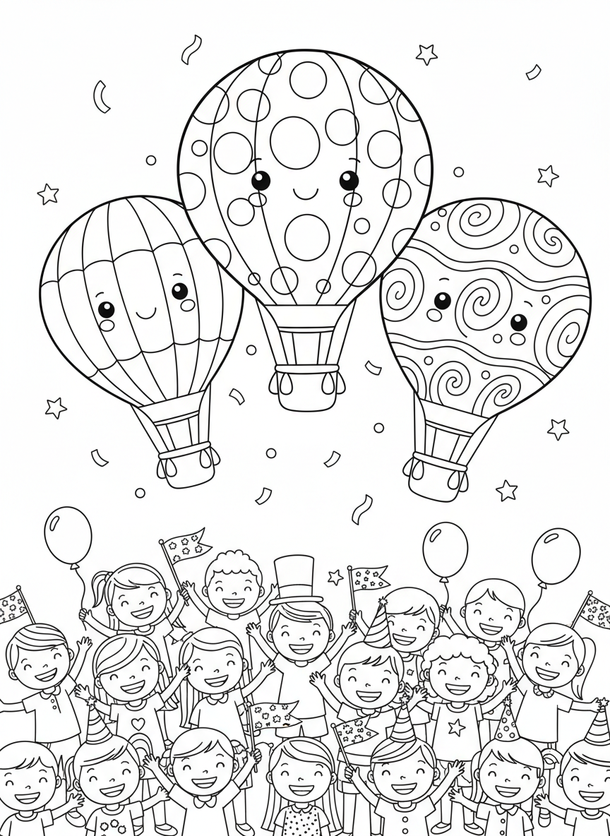 Whimsical Hot Air Balloon Parade for Kids